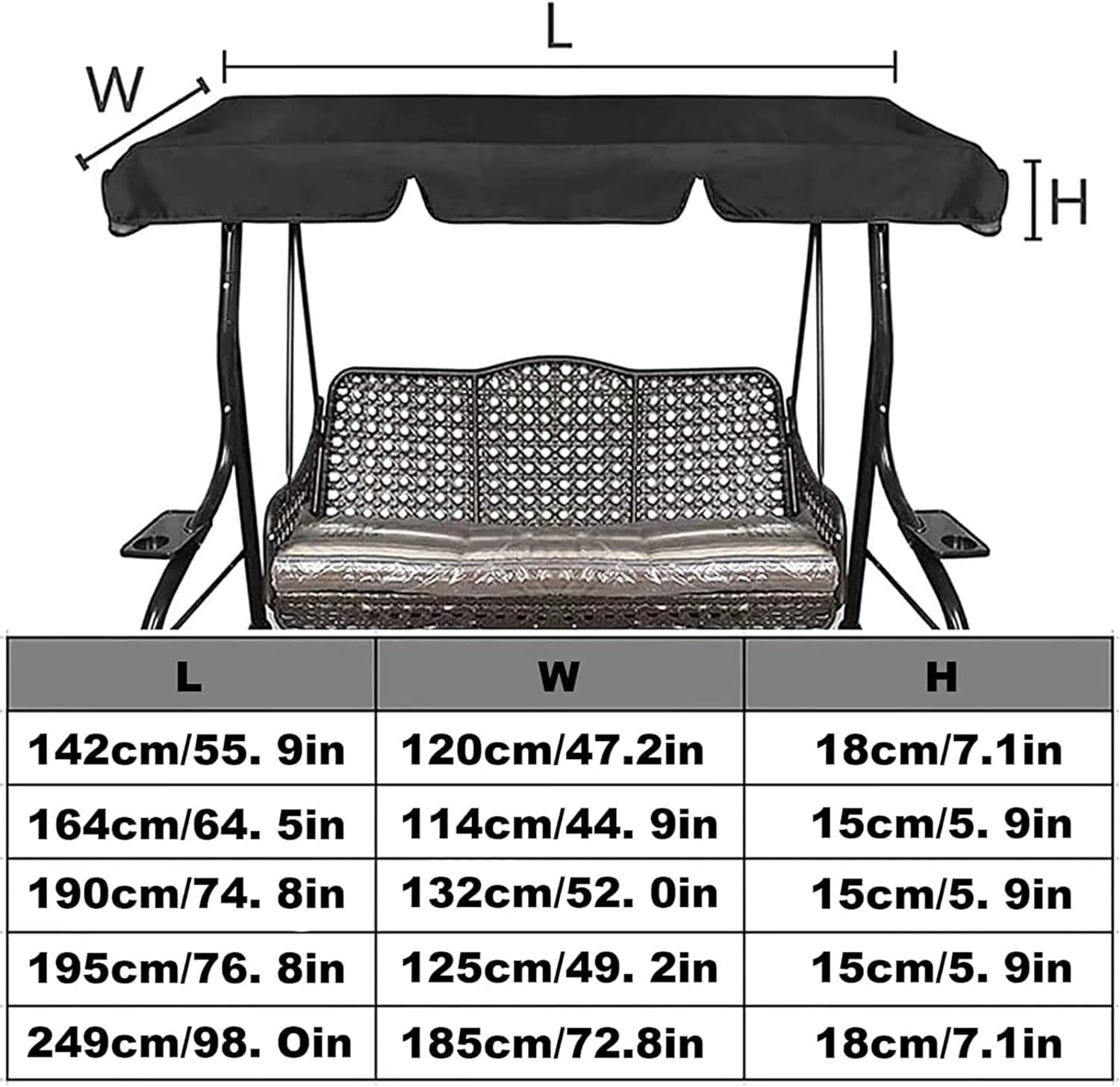 2/3 Seat Outdoor Swing Canopy Replacement,Swing Top Cover Canopy Replacement Garden Patio Porch Yard,Waterproof Sunproof Chair Patio/Lawn/Garden All Weather Protection Porch Swings