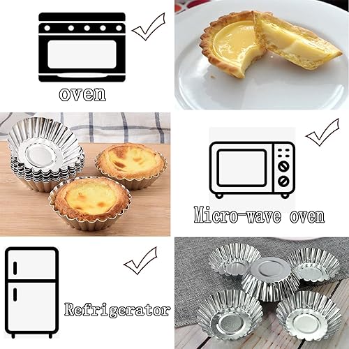 Miniatura 3 de Moldes para tarta de huevo, paquete de 32 moldes para tartas de 2.75 pulgadas, mini latas de aluminio para hornear (paquete de 32 – 2.75 pulgadas)