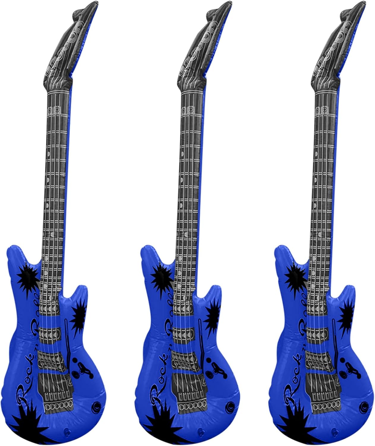 3 Pack Inflatable Guitar, Assorted Colors Blow Up Guitar