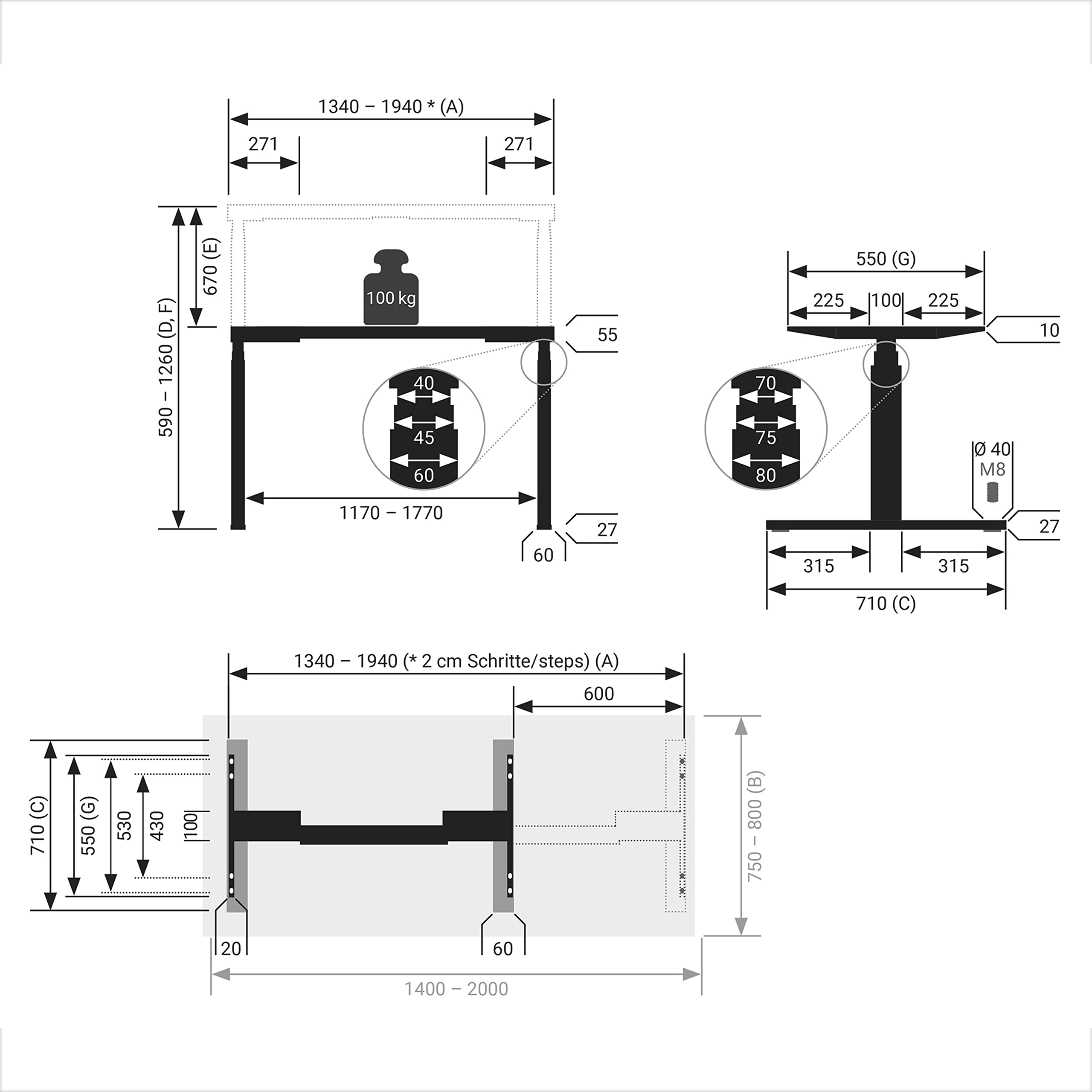 boho office® EASYDESK Line elektrisch stufenlos höhenverstellbarer Schreibtisch mit gratis APP-Steuerung, hochsensiblen Kollisionsschutz und Soft-Start/Stop – Easydesk Silber