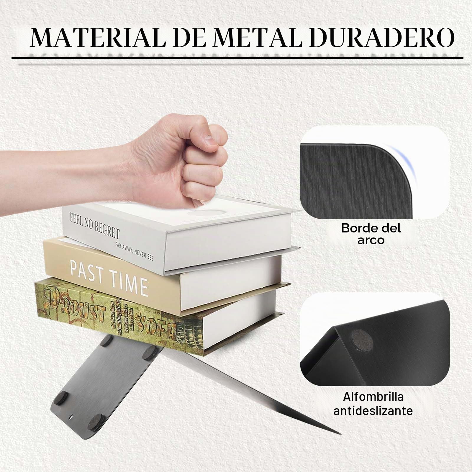 Sprifityy Sujetalibros de Metal (6 Unidades),Separador de Libros,15 * 15 * 10cm,con Alfombrilla Antideslizante,Organizador Libros para,para Escuela, Oficina y hogar, Negro