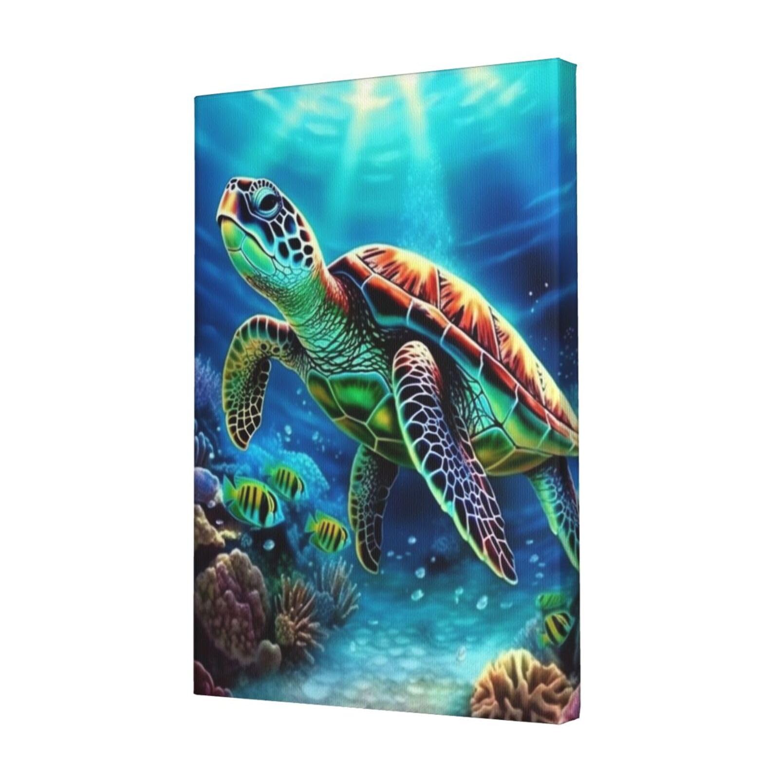 KLOPH Sea Turtles Diamond Painting Canvas Wall Art for Living Room 12"x18" Modern Artwork Painting for Bathroom Hanging Canvas Prints Aesthetic Wallart for Bedroom Kitchen Office Wall Decor