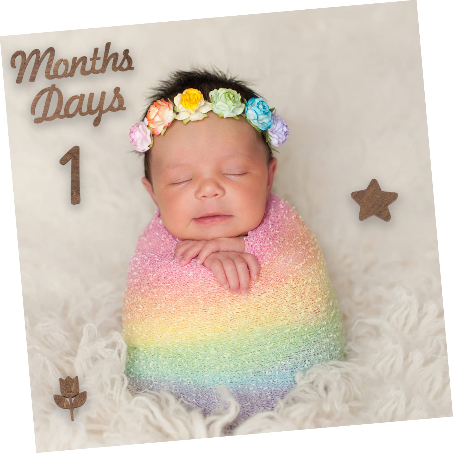 Holz Babyzahlen Geburtsanzeige Requisiten Foto-accessoires für Junge Mädchen Babybausteine aus Holz Babymonatsschild