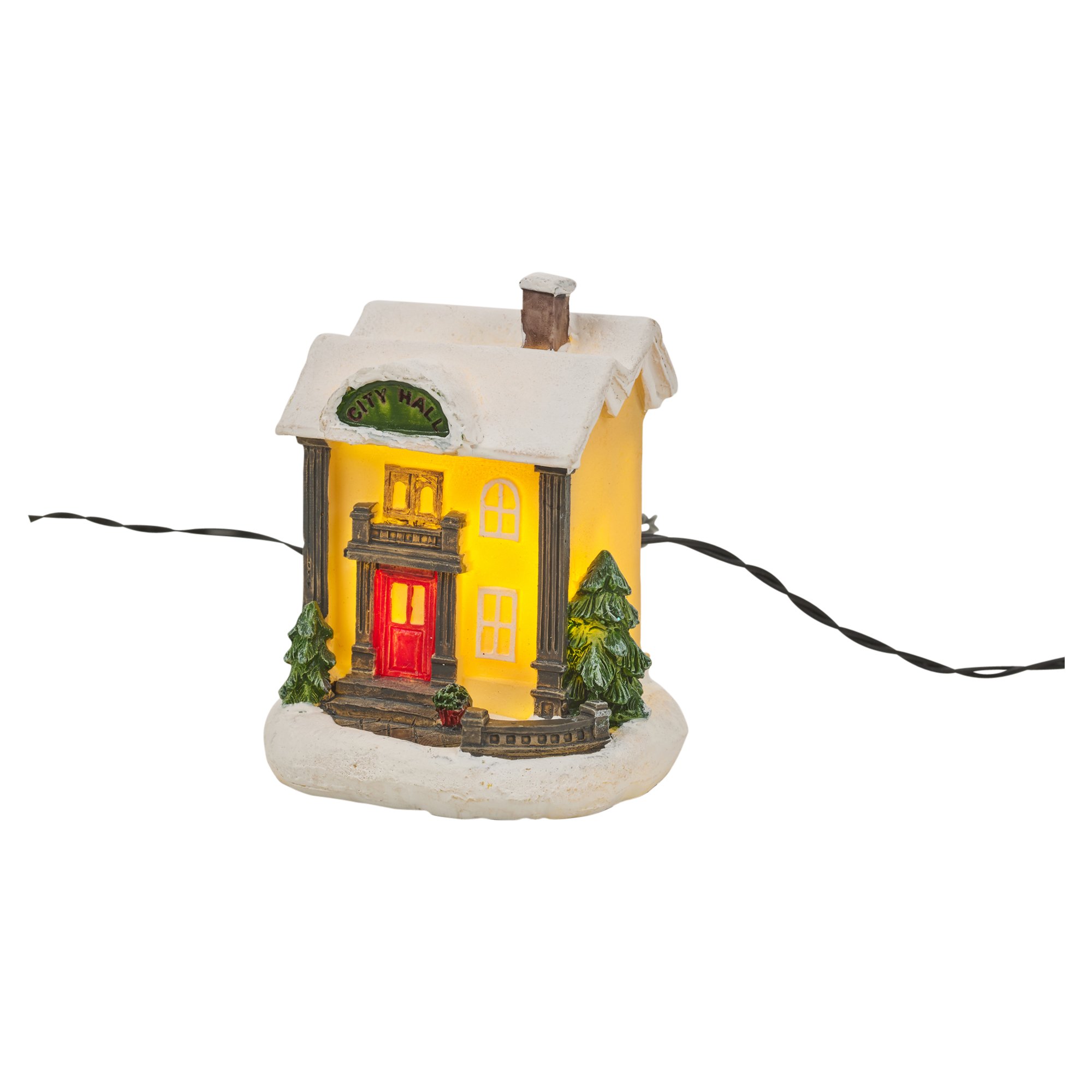 Pueblo en invierno de Navidad con luz led