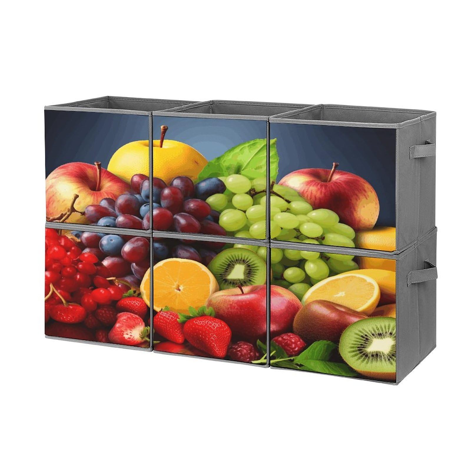 FodPand Fruits Storage Bins Cubes Fabric Cube Organizer Foldable Storage Boxes Large Storage Baskets Oxford Cloth Cube Bins for Home Clothes Closet Organizers 6 Pack