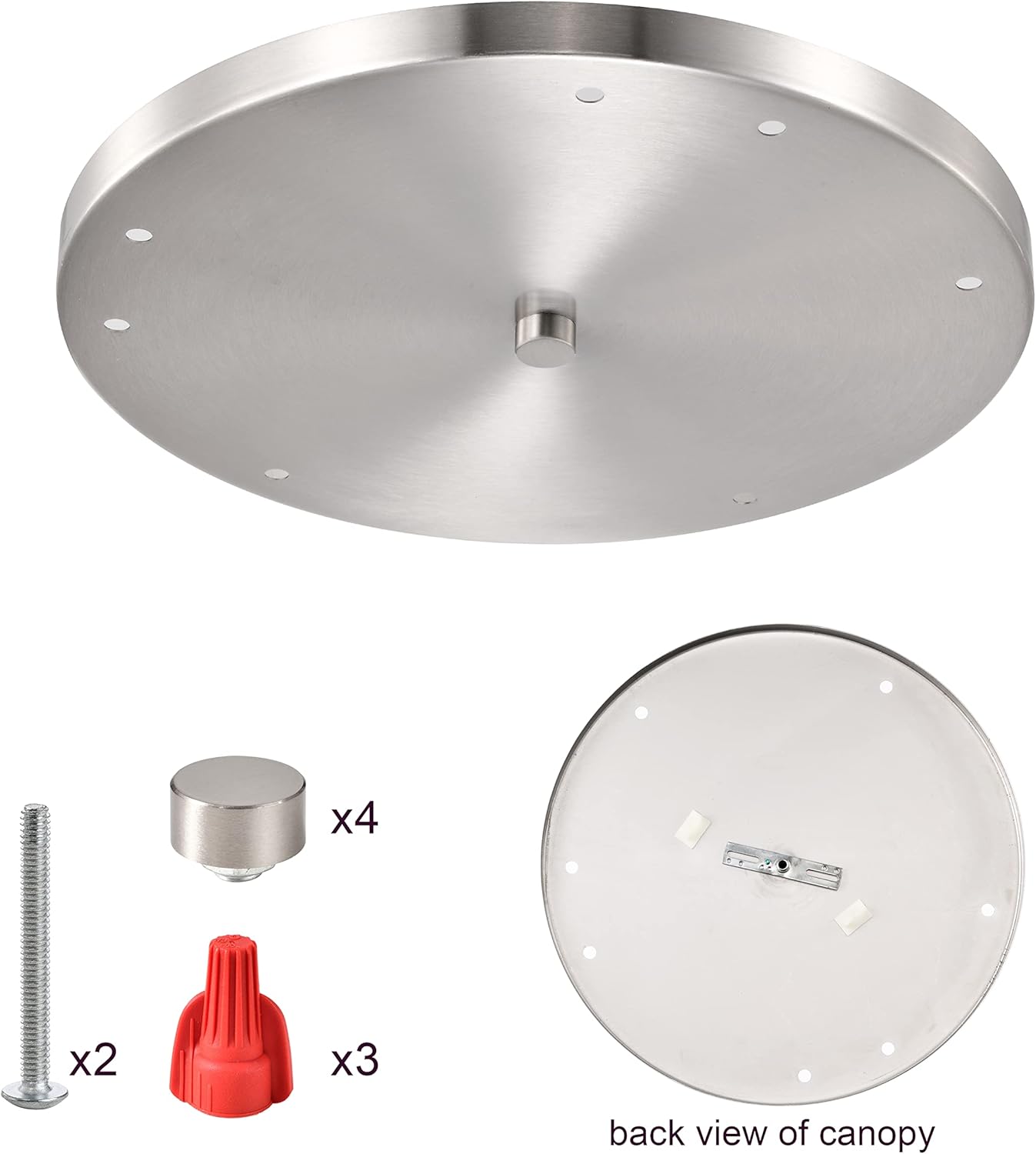 Five Pendant Light Round Canopy Accessory Light Kit, 15-3/4 inch Flush Mount Cluster Canopy, Hanging 5 Lights with One Outlet Box for Kitchen Island, Mounting Hardware Included, Brushed Nickel