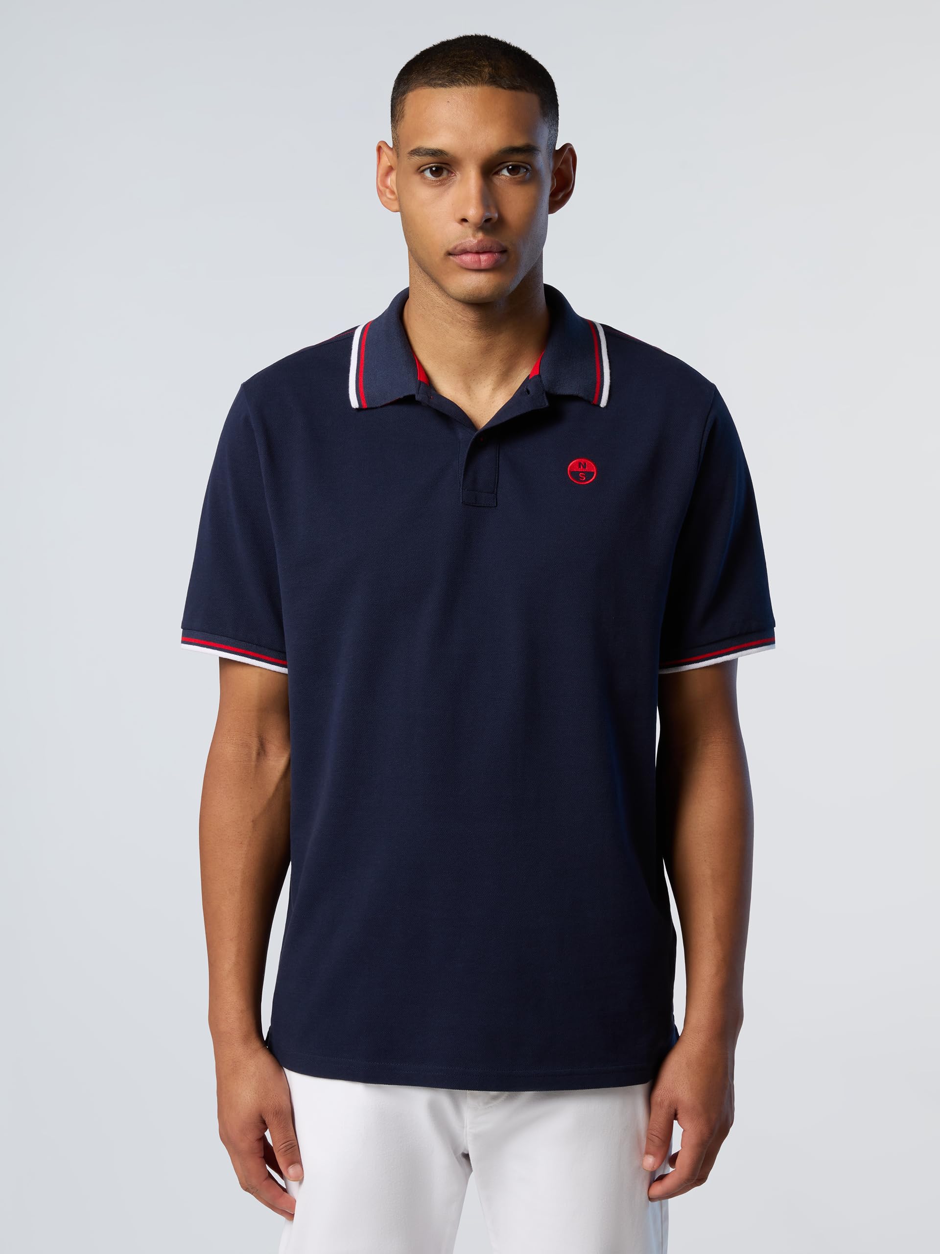 NORTH SAILS Polo Uomo in piqué di Cotone Organico con Dettagli a Righe