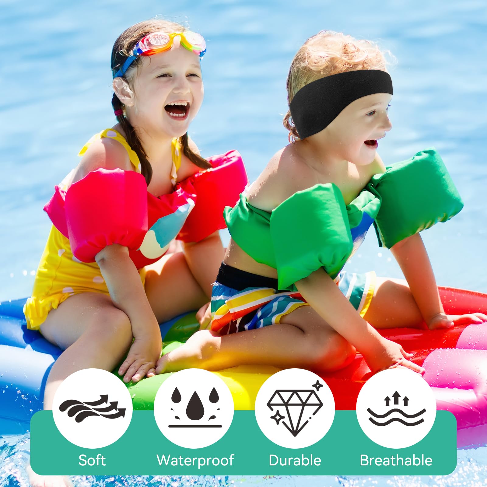 Cinta de Natación para Niños de Neopreno Impermeable con 40 Parches para el Oído