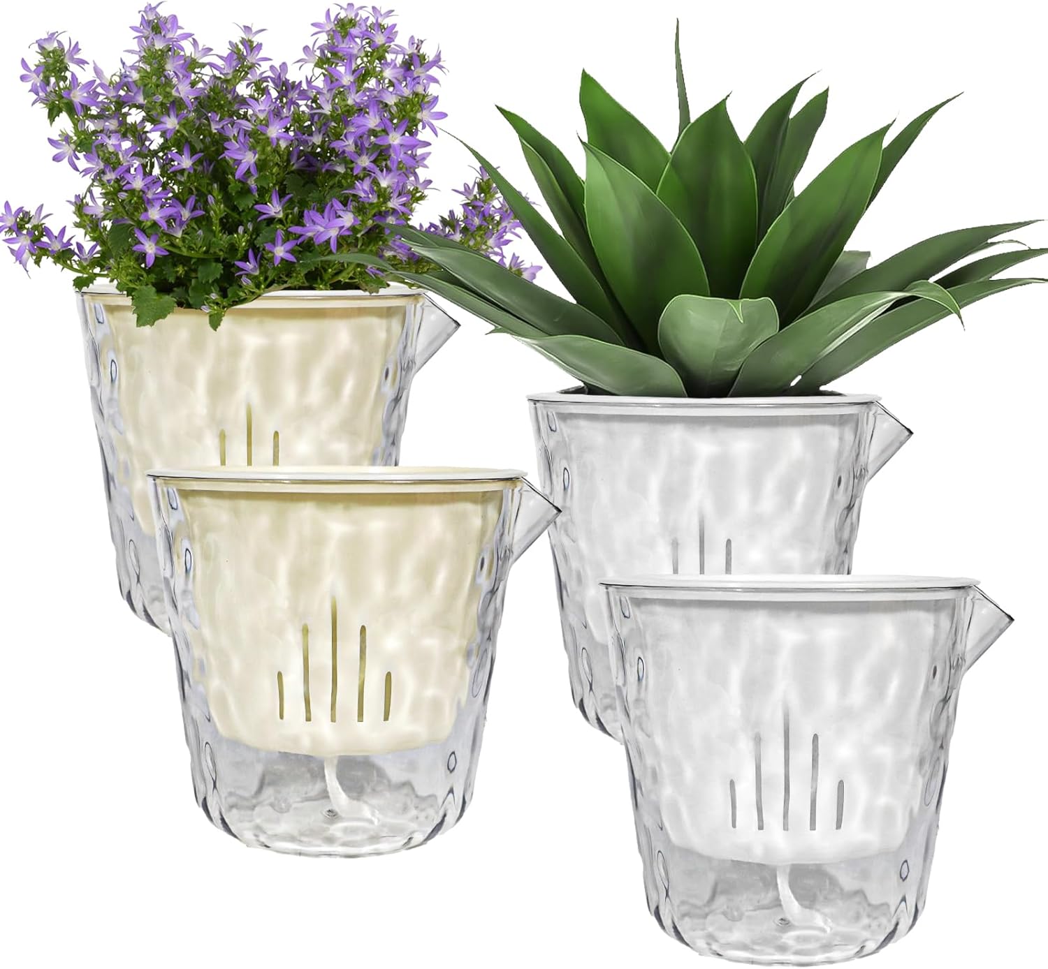 Self Watering Pots for Indoor Plants,4 inch Self Watering Pots Plant pots Indoor with Drainage Hole Small Plant Pot (4PCS