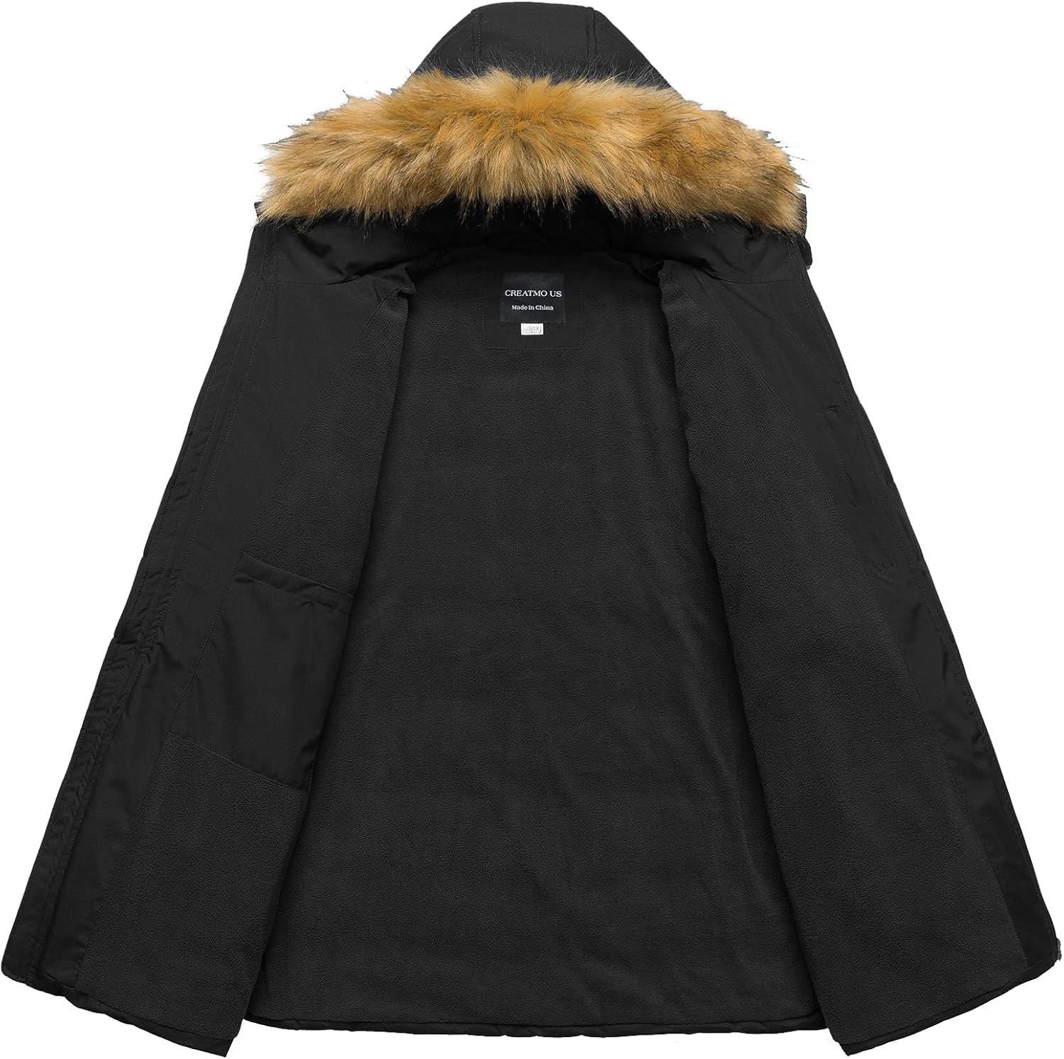 CREATMO US Women's Plus Size Winter Coats Long Puffer Jacket Fleece Lined Parka Removable Fur Hood Available in 1X To 5X - Image 3