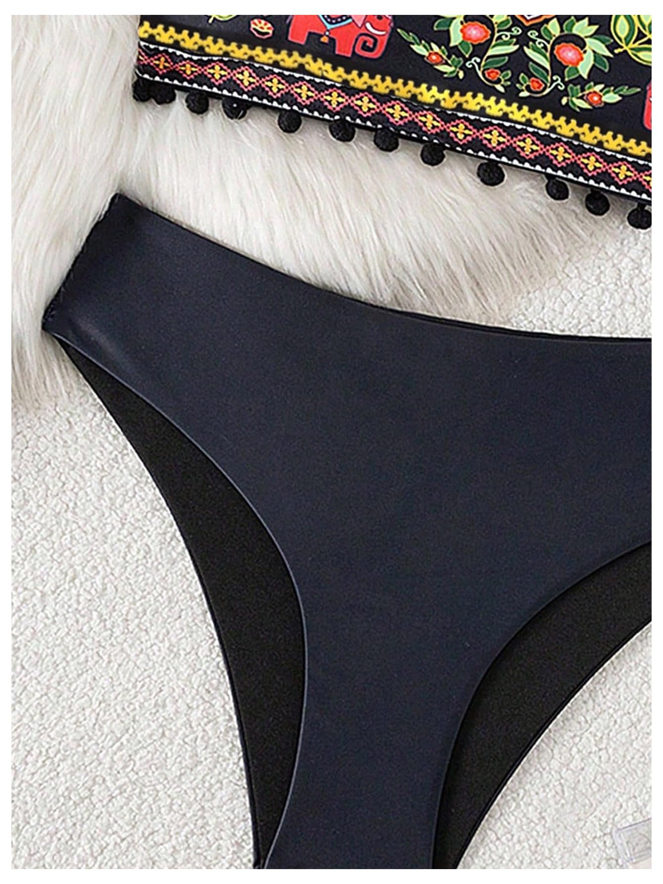 Women's Bandeau Bikini Set Floral Strapless Swimsuits Boho Two Piece Bathing Suit Swimwear