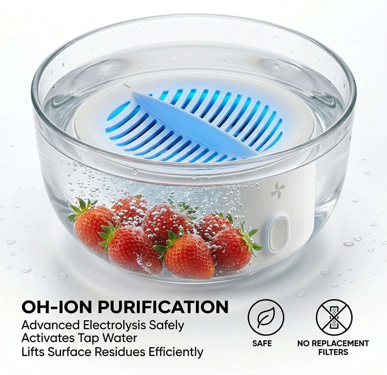 Produce Cleaner - Portable Fruit and Vegetable Washing Machine, OH-ion Food Purifier for Deep Cleaning Surface Residues, IPX7 Waterproof Cordless Device for Berries & Meat (1 Pcs)