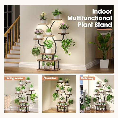 Miniatura 2 de Soporte para plantas de interior con luz de crecimiento, estante pequeño de 8 niveles de 48 pulgadas, soporte de esquina para plantas de interior,