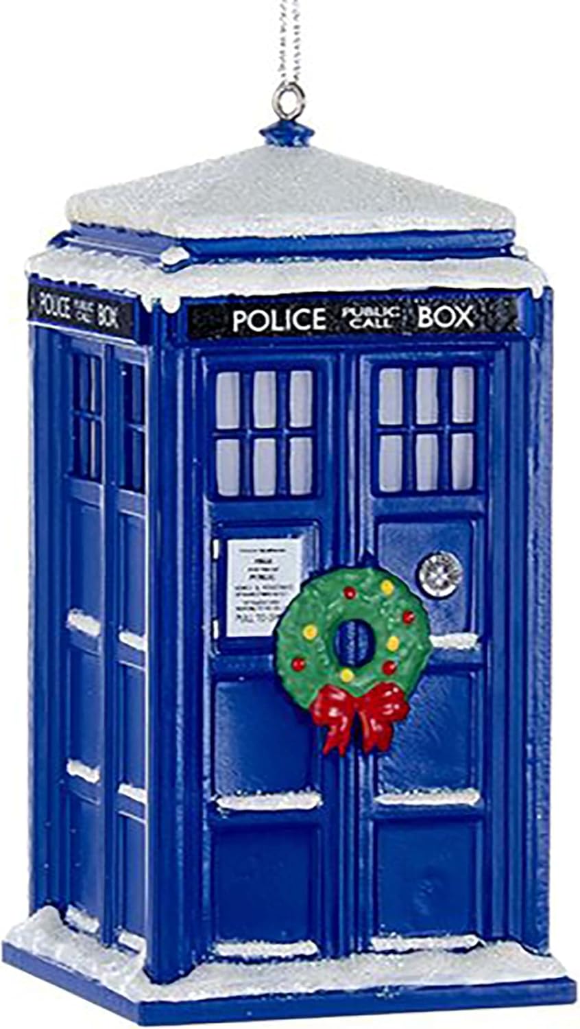 Kurt Adler Doctor Who Tardis With Wreath Light-up Plastic Christmas Ornament