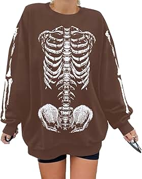 Amazon.com: VILOVE Women Gothic Skeleton Sweatshirt Punk Oversized