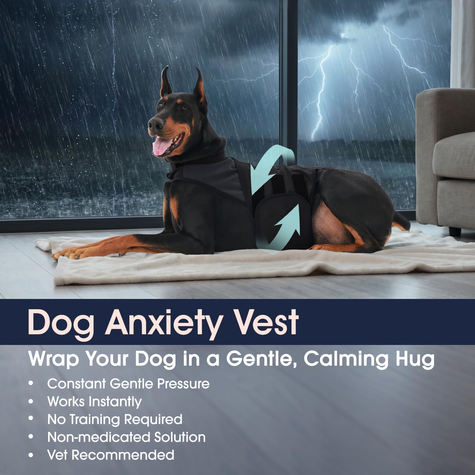 IECOii Chaleco de alivio de ansiedad para perros, camisa ajustable para perros, envoltura calmante ajustable para ansiedad por separación, tormentas eléctricas, fuegos artificiales, estrés de viaje