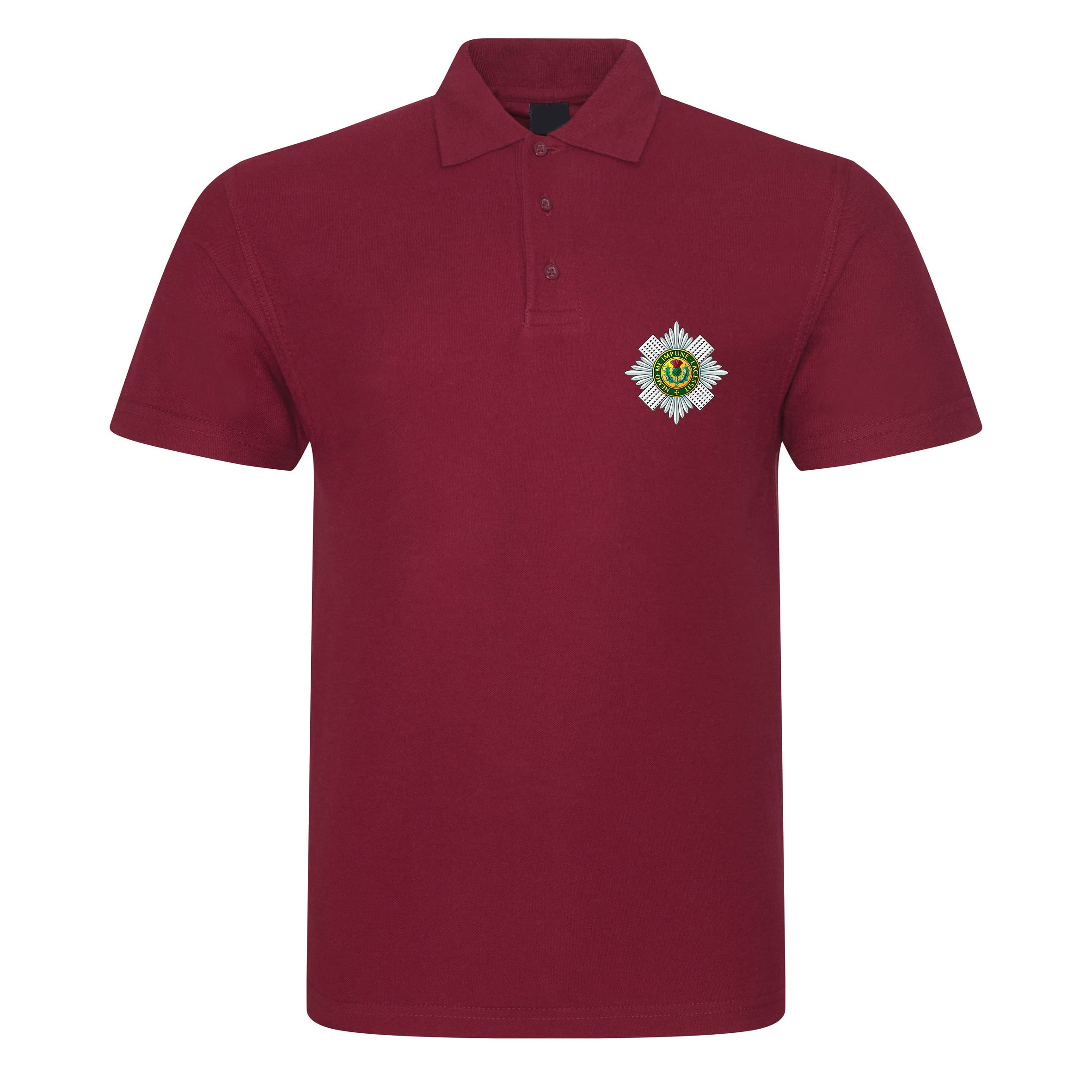 Psave Men's Maroon Scots Guards Insignia Embroidered Polo Shirt British Army Military Embroidery (As8, Alpha, X_l, Regular, Regular, )