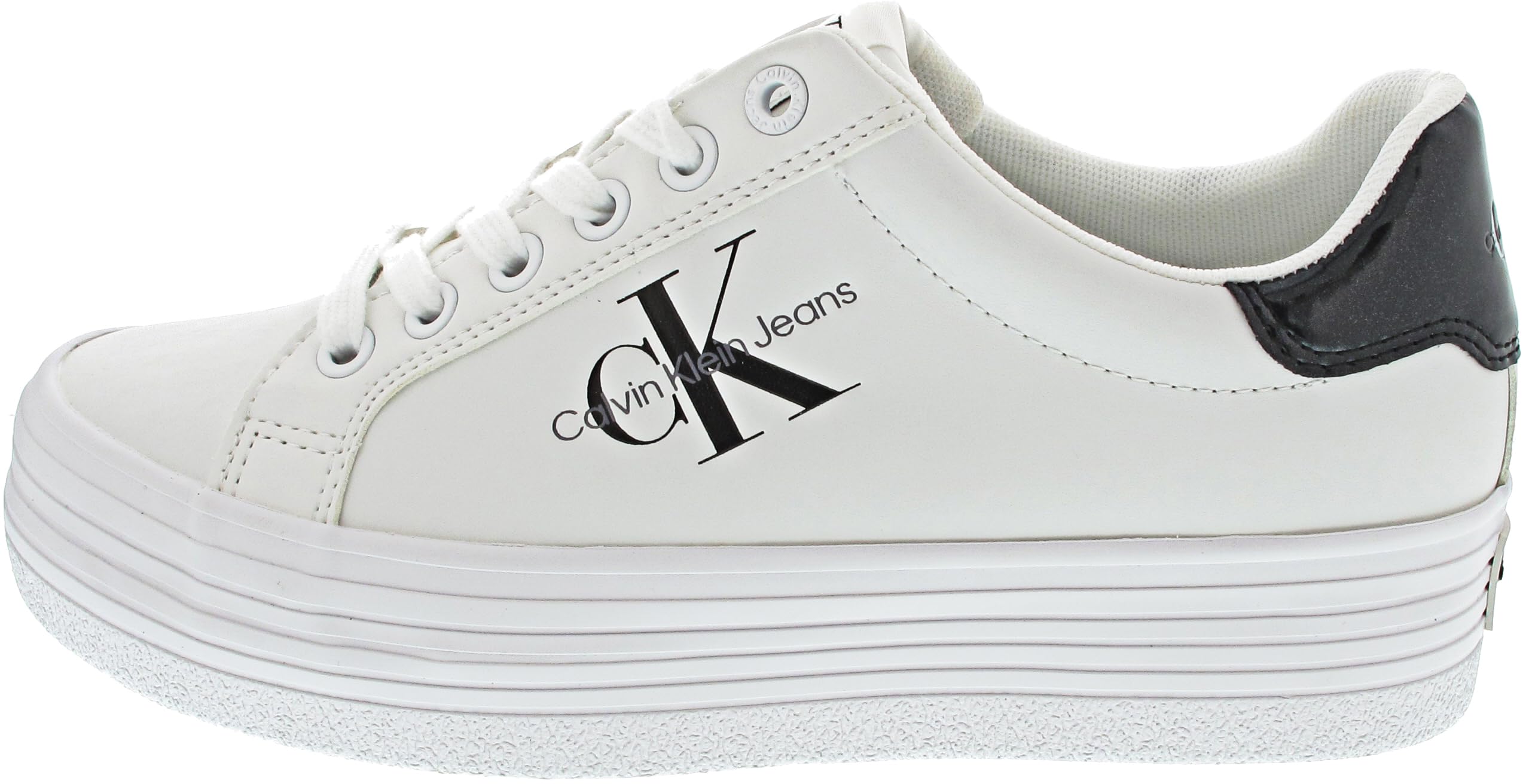 Calvin Klein Jeans Zapatillas sneaker Mujer Bold Lace con plataforma, Weiß (Blanco), 36