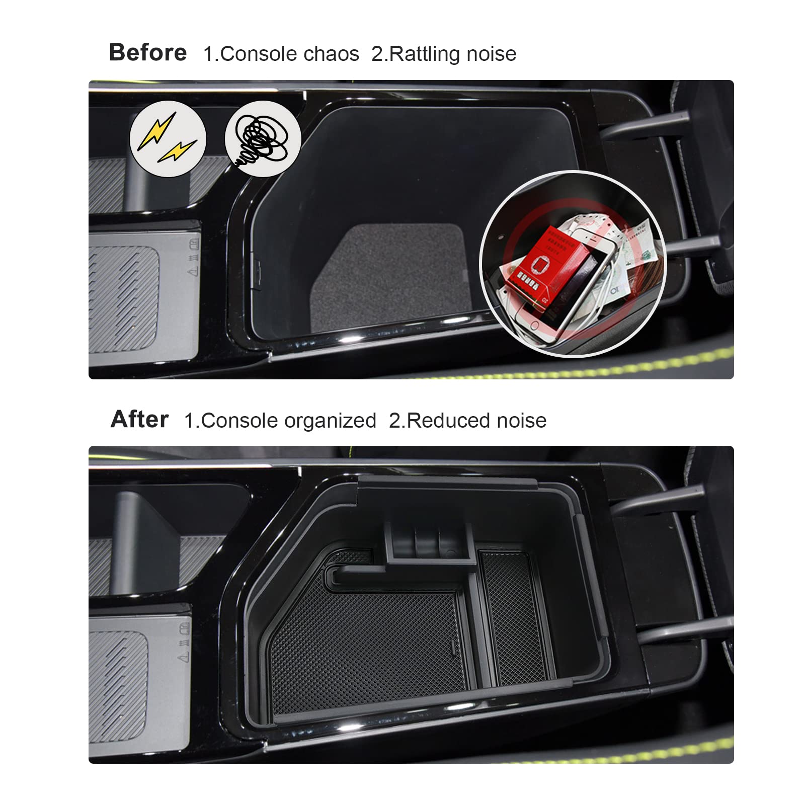 BIXUAN EV6 2024 compatibile con Kia EV6 2021 2022 2023 2024 2025 Consolle Centrale Scatola di immagazzinaggio EV6 2023 Organizer Vassoio portaoggetti inferiore alla Console Centrale Accessori Interni