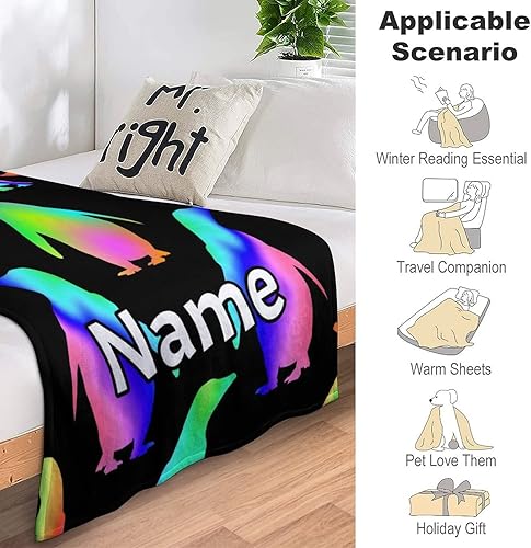 Miniatura 7 de Manta de pingüino personalizada con nombre, 40 x 30 pulgadas, divertida manta para niños, niñas y niños, manta negra suave y mullida para regazo y