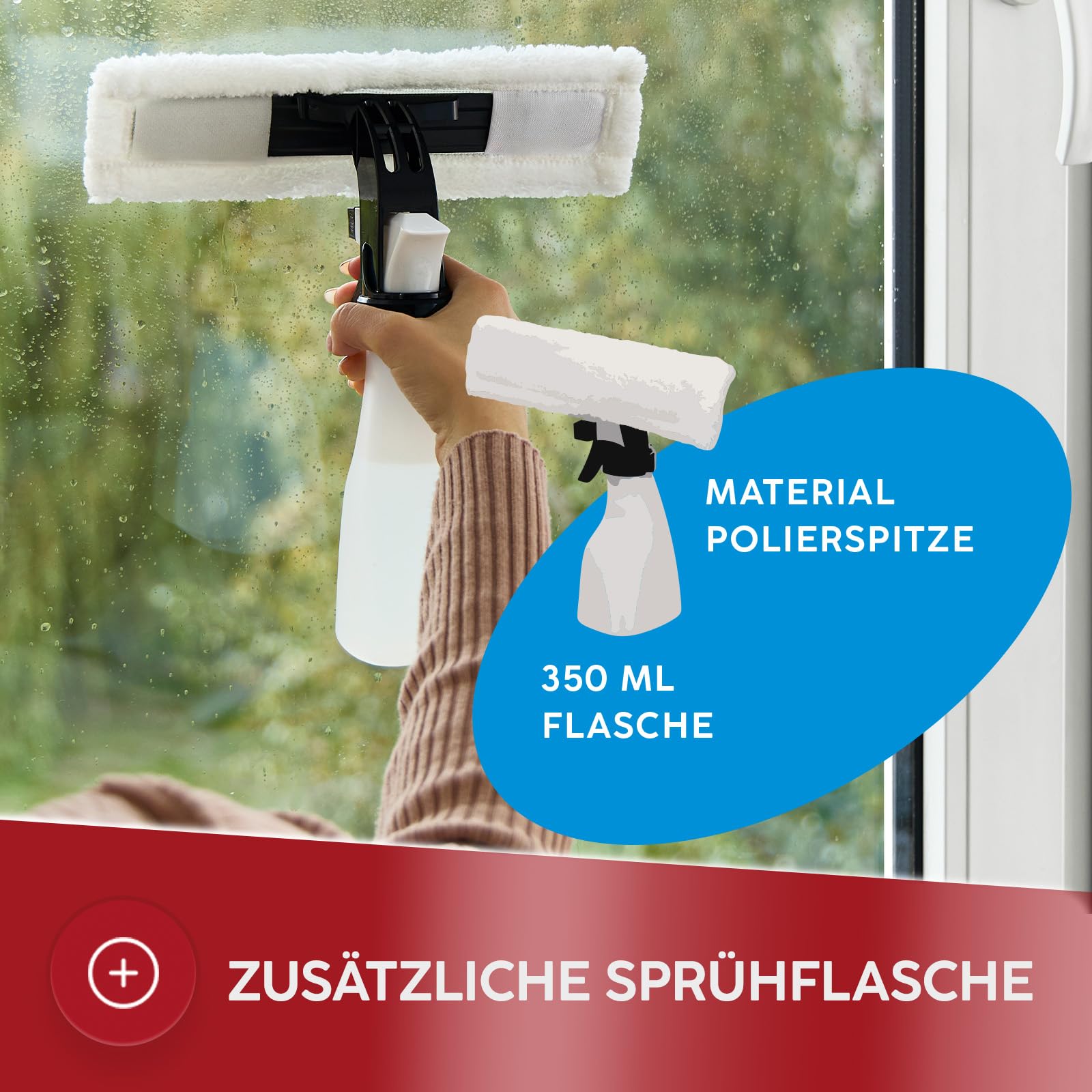 MPM Aspirateur de fenêtre MDS-01 - Aspirateur de fenêtre qui aspire automatiquement l'eau - Sans traces ni taches d'eau - 40 minutes d'autonomie avec une charge