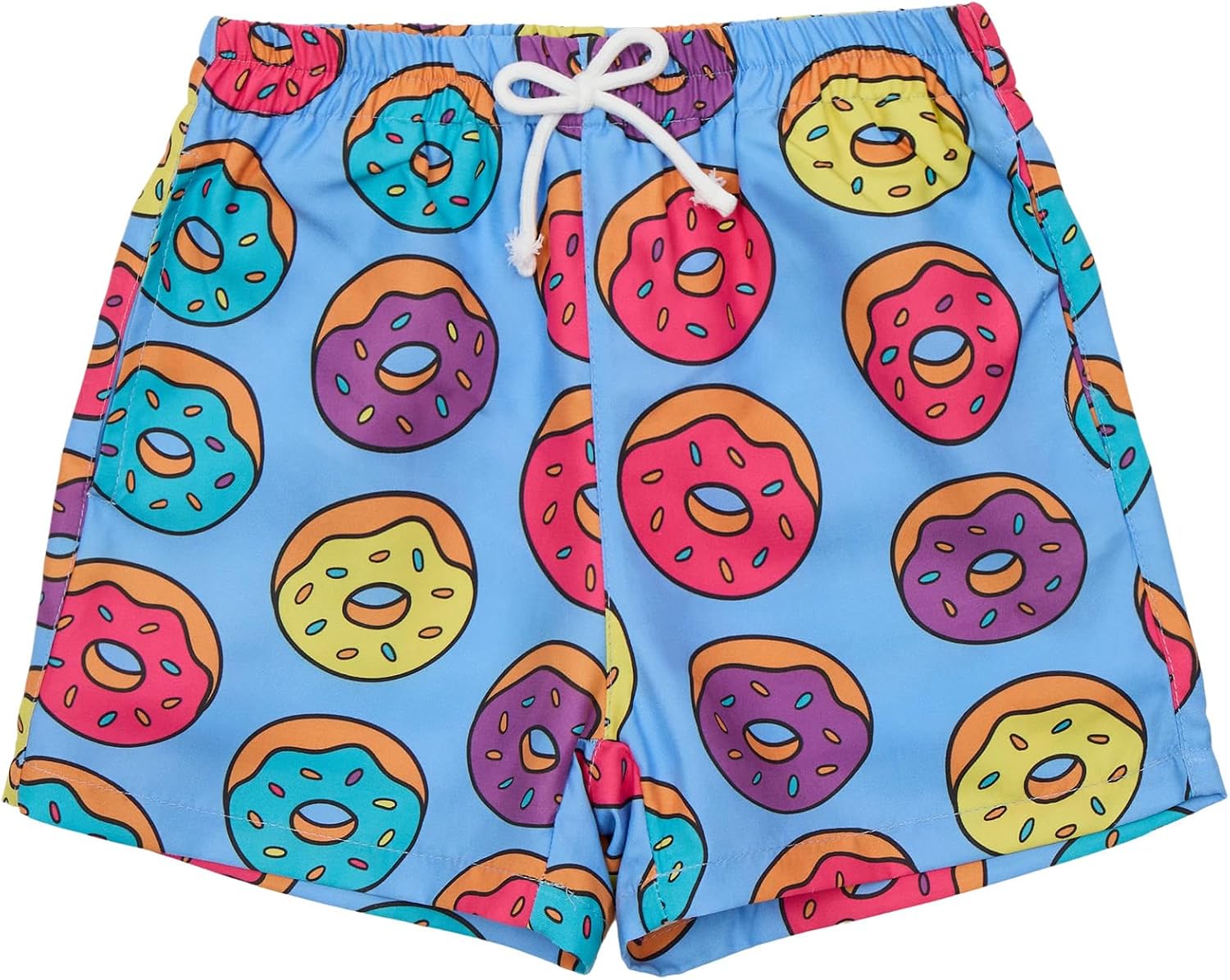 Toddler Baby Boy Swim Trunks Donut Print Elastic Waist Swimming Shorts Beach Board Bathing Suit Swimwear