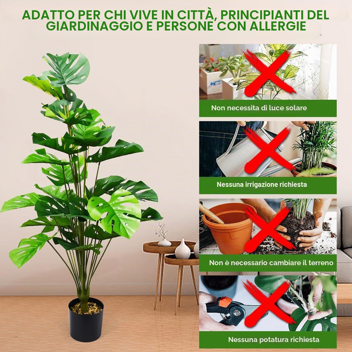Monstera Tropic Palma Artificiali,Piante Finte da Interno 71cm,Tropicale Palma Finta con Vaso,Albero di Monstera Falso in Vaso per Casa, Ufficio, Giardino, Soggiorno