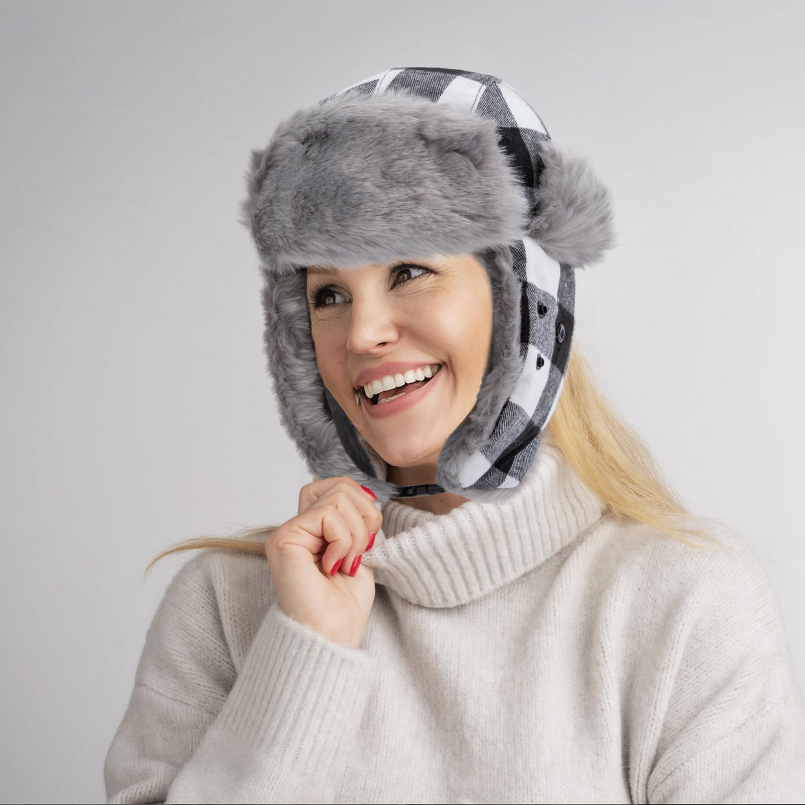 nonmon Sombrero de Trampero Unisex Impermeable Invierno Cálido Gorro de Aviador Ruso Bombardero de Piel Sintética con Orejeras y Mascara para Hombres Mujers Actividades al Aire Libre Esquí