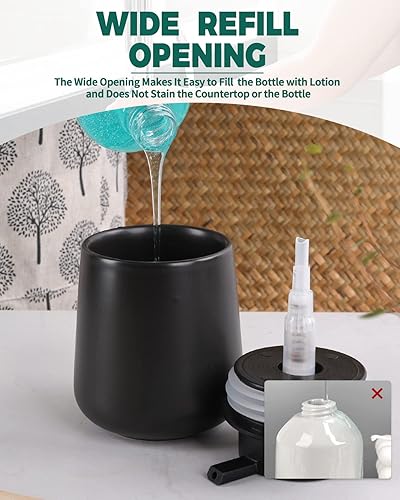 Miniatura 51 de Bosilunlife Dispensador de jabón para baño, dispensador de jabón de cerámica azul, loción, bomba de mano, botella de jabón para cocina, dispensador