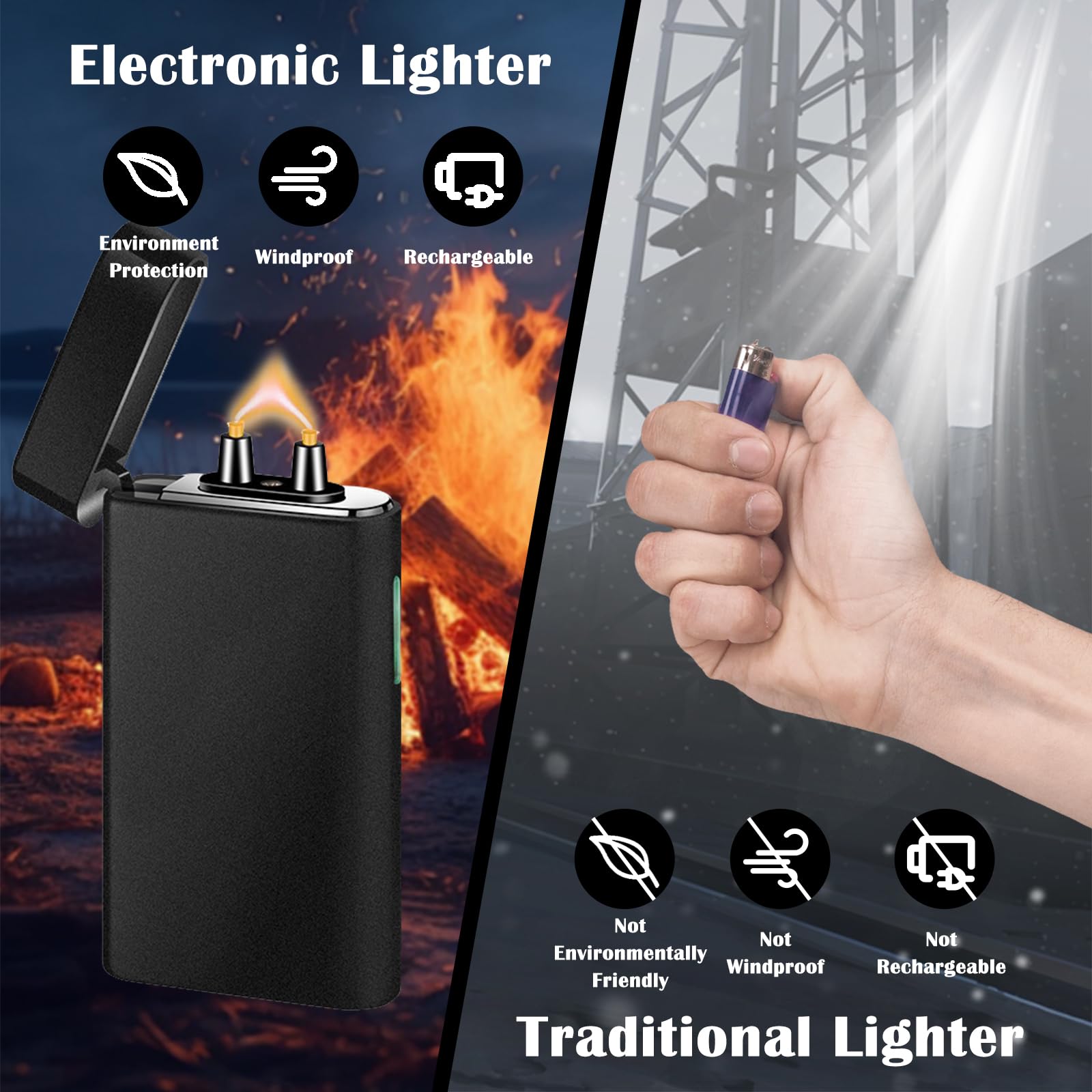 Elektrisches Lichtbogen-Feuerzeug - USB-aufladbar & Winddicht