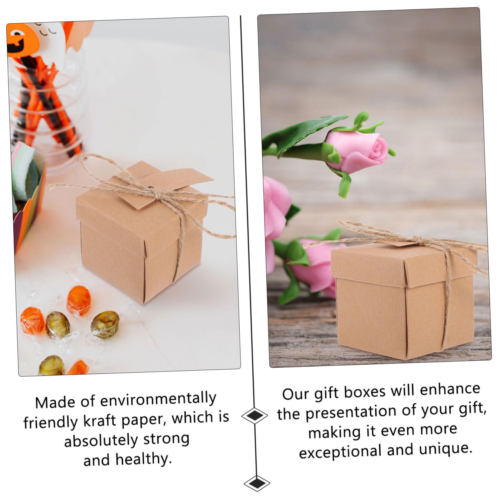 Warmhm 50sätze Kraftpapier-süßigkeiten-verpackungsboxen Geschenkboxen Aus Kraftpapier Mit Seilen Und Tags Für Partygeschenke Kleine Geschenke Wie Süßigkeiten Kekse Schokolade Und
