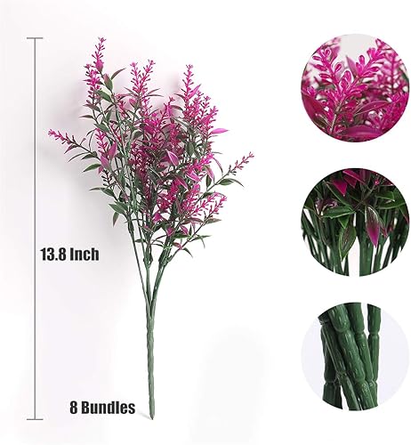 Miniatura 119 de Plantas artificiales para exteriores, resistentes a los rayos ultravioleta, vegetación artificial, 12 ramos de flores de lavanda para macetas