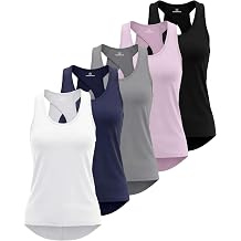 Real Essentials 5 Pack Womens Crossback Keyhole Open Back Workout Tank Top Dry-Fit Sleeveless Yoga Gym Available in Plus