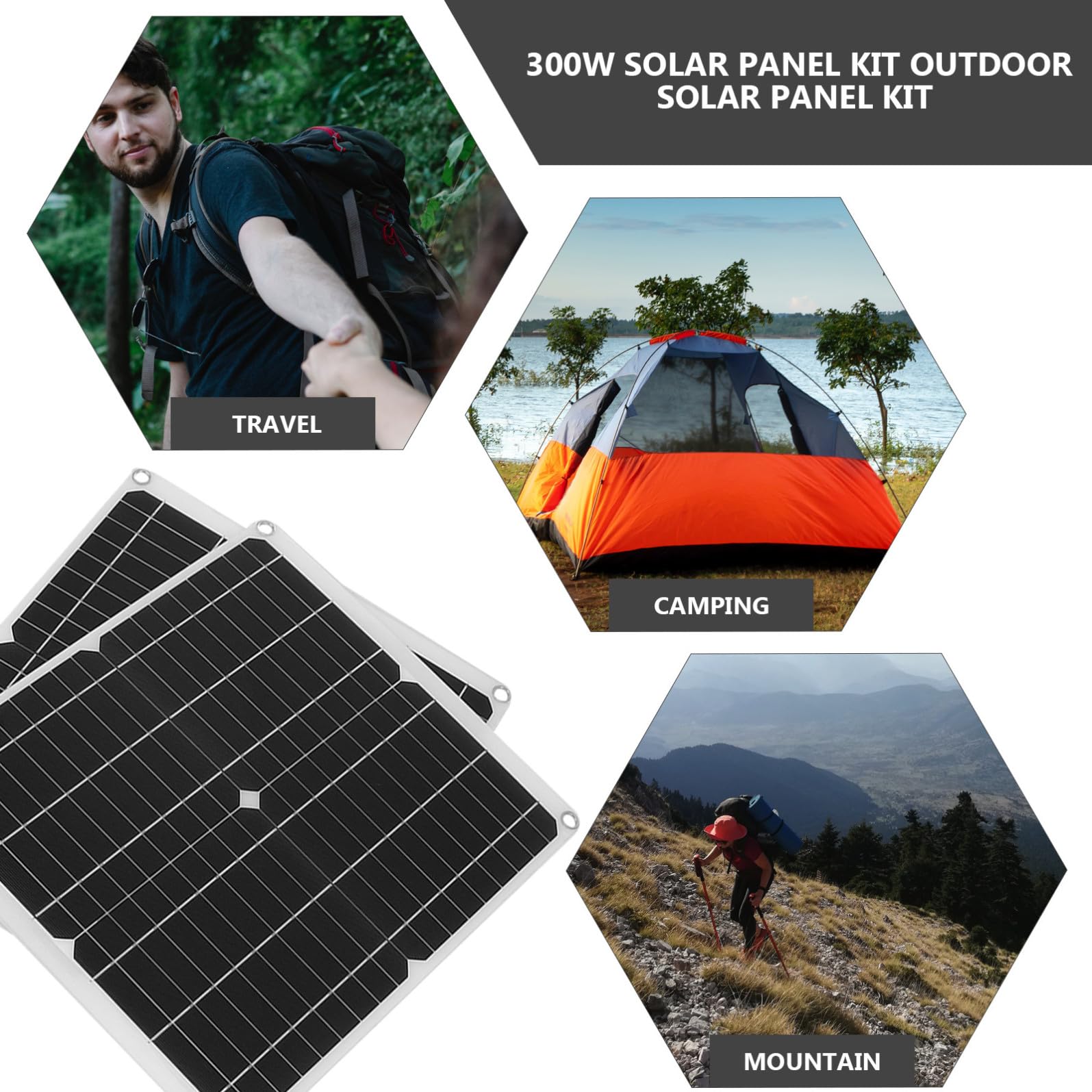 Monocristallin Kit Charge Voyage Panneau Solaire Extérieur 300w