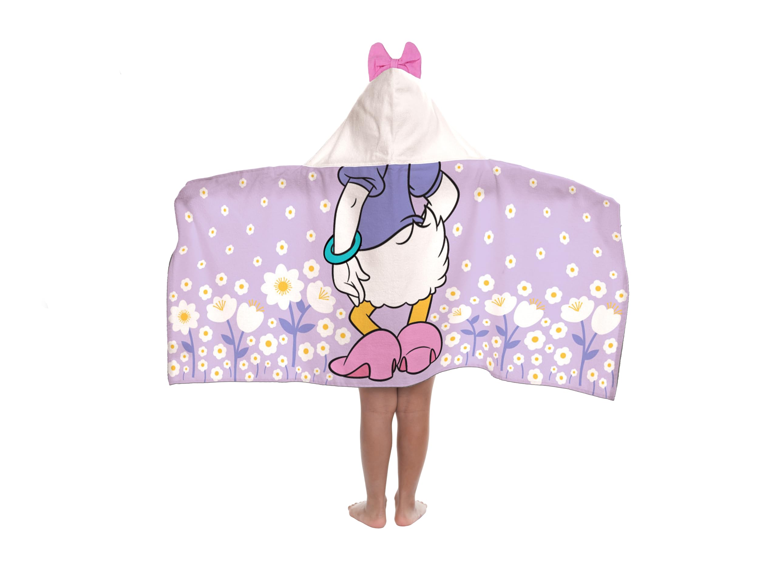 Jay Franco Disney Mickey and Friends Daisy Hooded Towel, 56 x 130cm Kids Super Soft Bath Towel, Beach, Pool & Travel