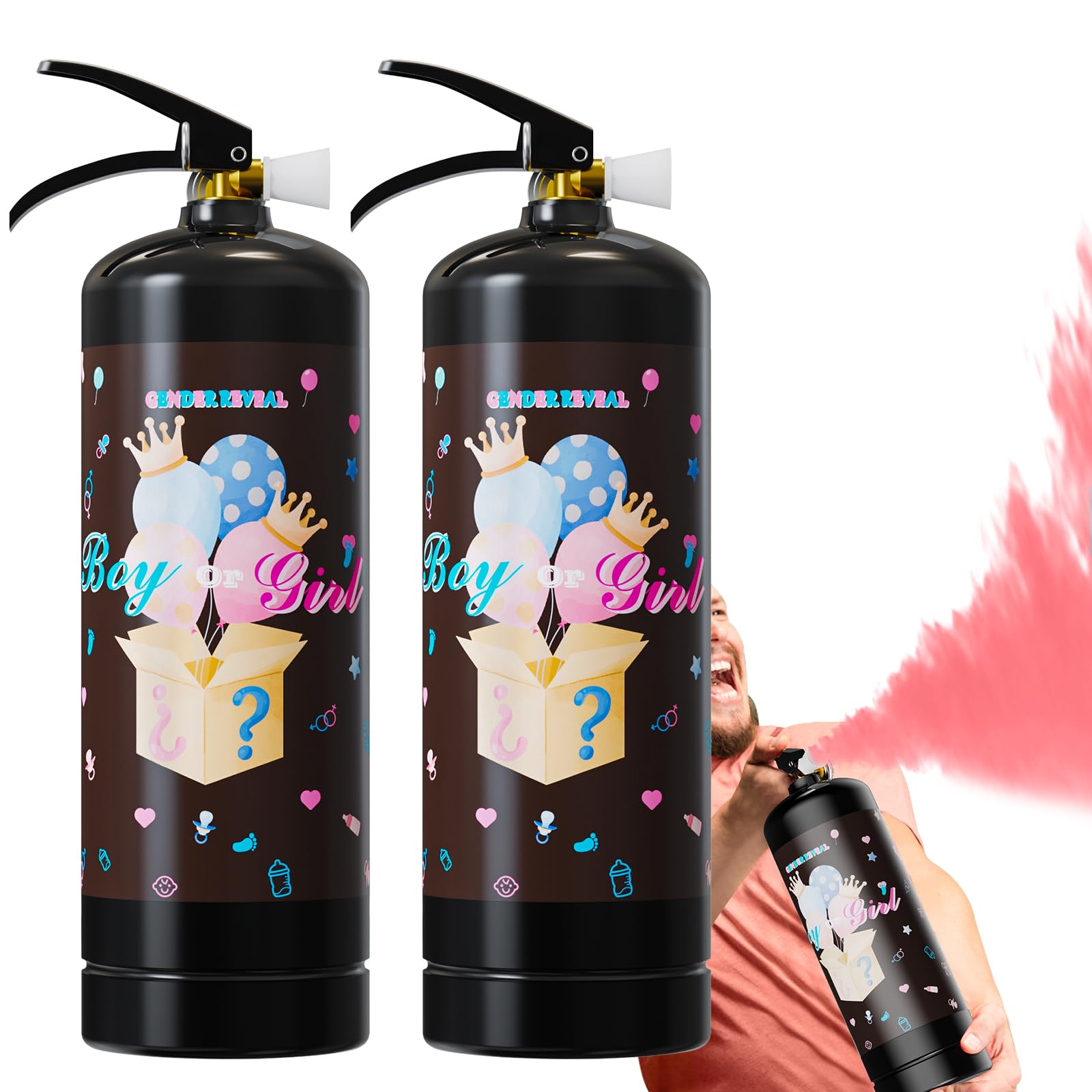 Giant Gender Reveal Fire Extinguisher-2 Packs | Smork Powder Blaster for Gender Reveal Party Ideas | Pink Fire Extinguisher Gender Reveal Suitable Girl Baby | Blasts 20+ Feet