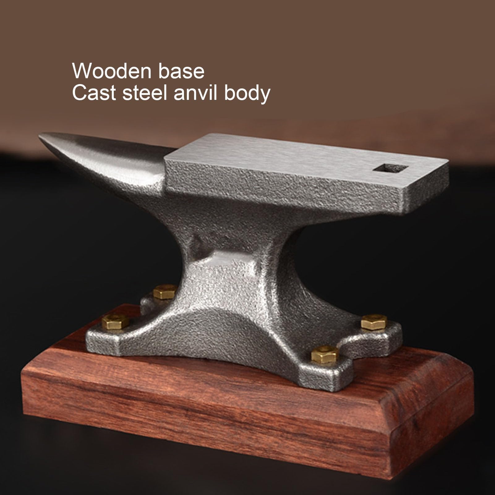 NOENNULL Mini-Schmuck Amboss mit Holz Basis, 500g Gussstahl-Bank-Amboss für Metall Schmieden, Schmuck Herstellung, Uhren Reparatur, Basteln und Schmiede Werkzeuge