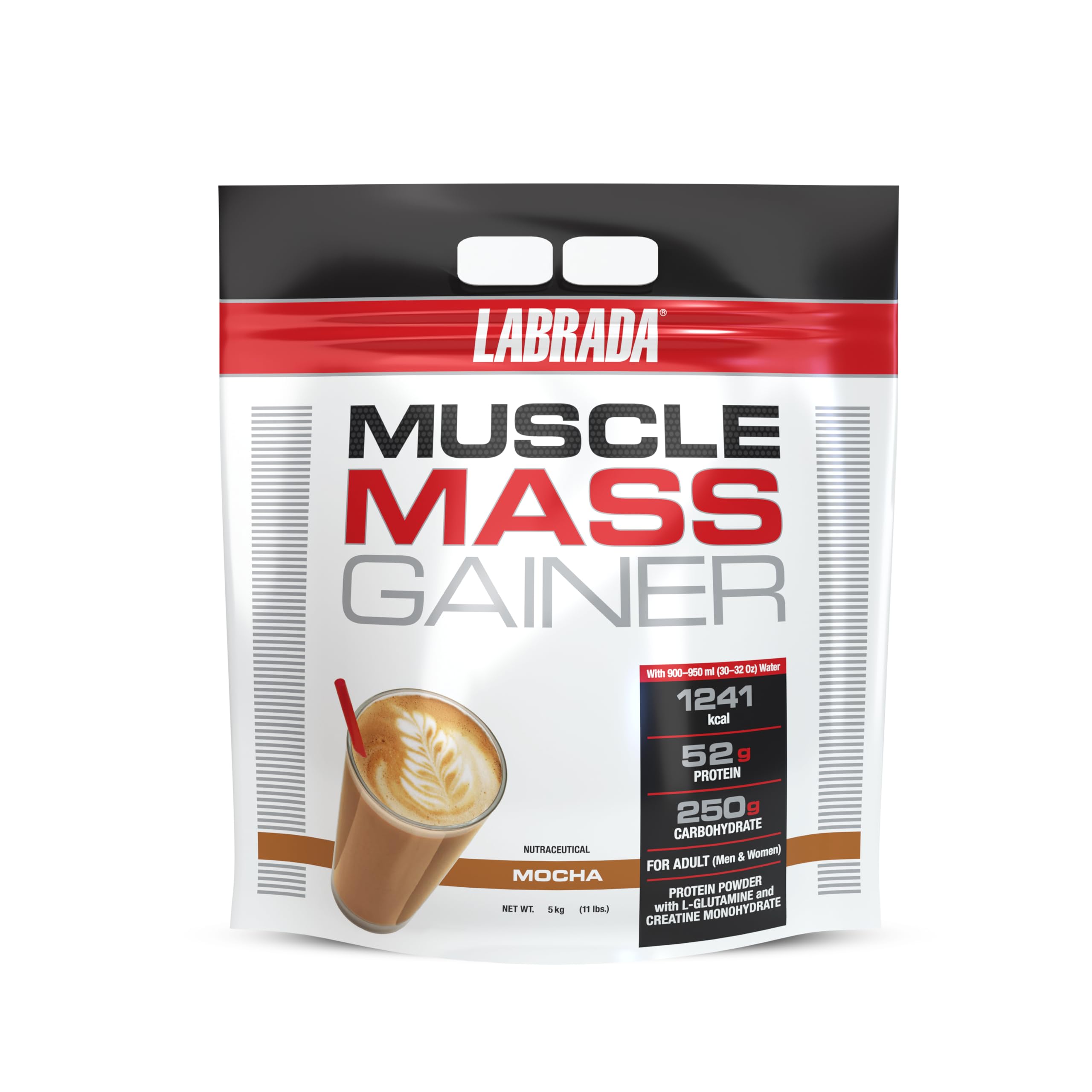 Labrada Muscle Mass Gainer | 52g Protein, 250g Carbs, 1g Creatine per Serving |Weight Gainer Powder, 3 kg Mocha — Amazon image 17