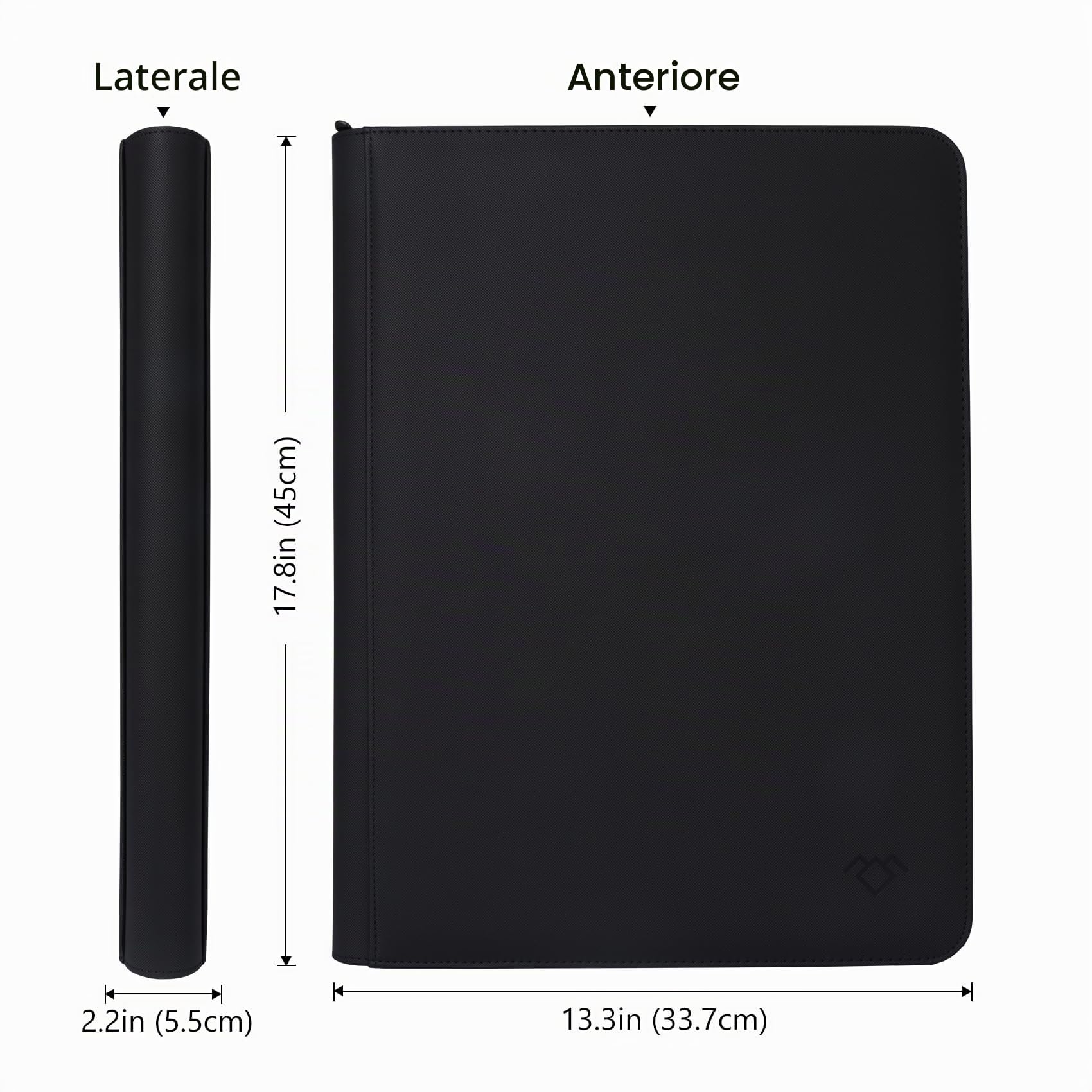 GrinOwl - Raccoglitore per carte collezionabili con 16 tasche, adatto per 1216 carte collezionabili, oltre 1200 tasche, senza anelli, per TCG (nero)