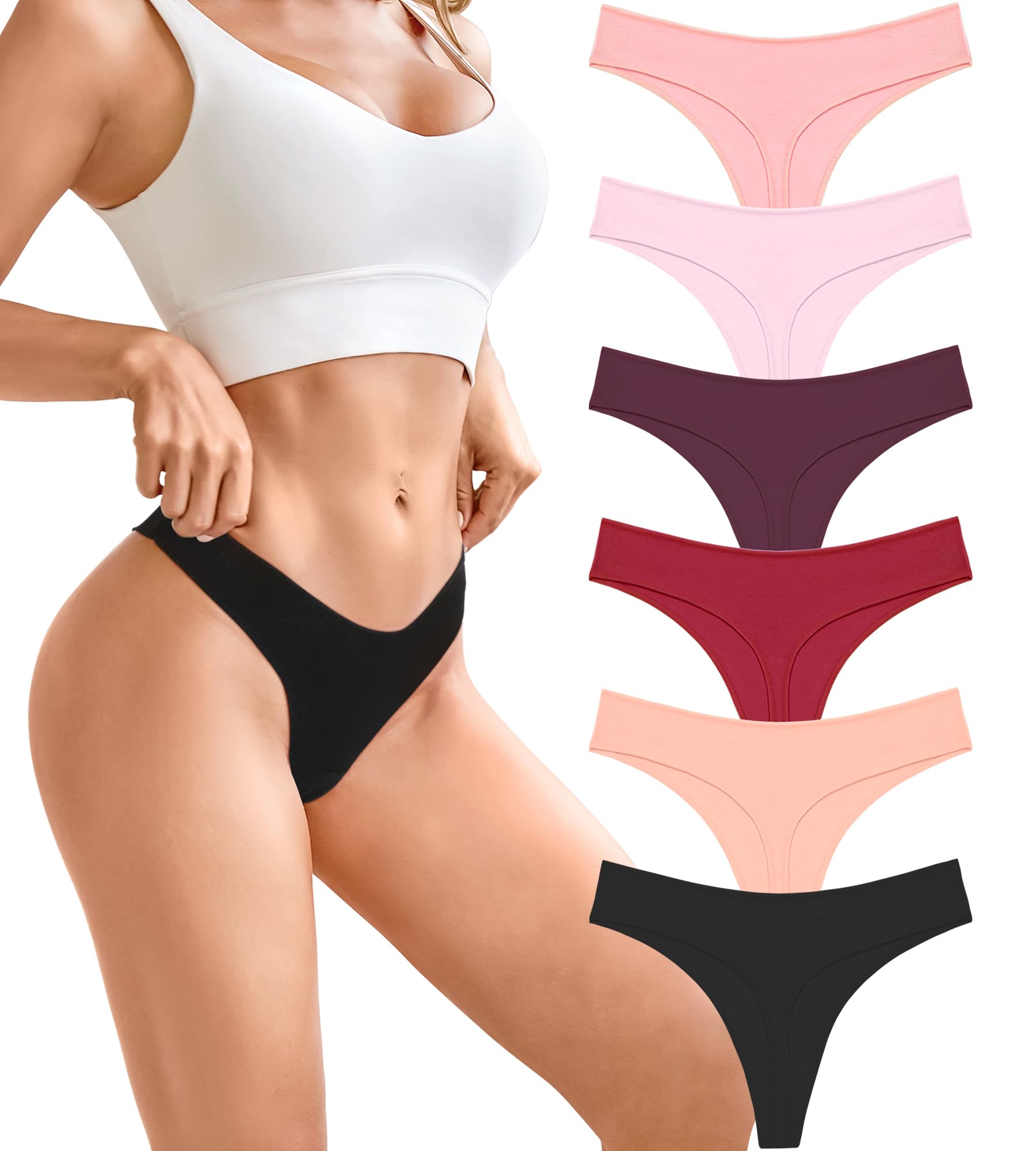 BeReady Perizoma Tanga Donna Cotone Mutande Donna Seducente Brasiliana Slip Cotone Traspirante Set Intimo Mutandine a Vita Bassa Thong Multipack da 6 Pezzi