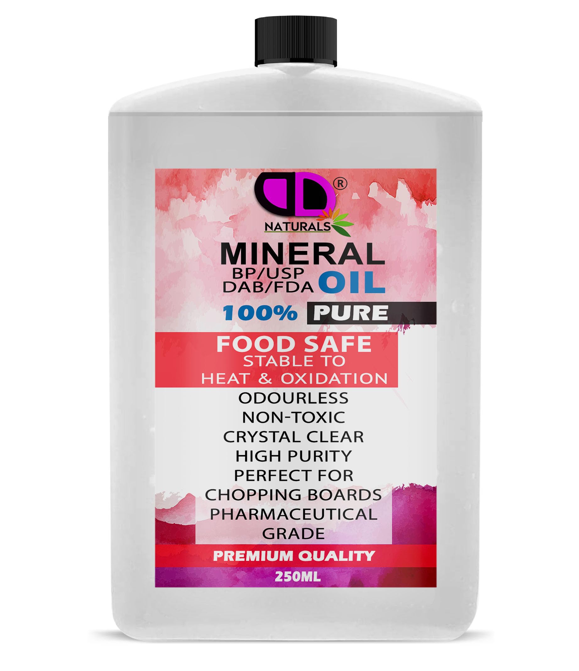 DD Teck 250ml Postal Friendly | Pure Mineral Oil Premium Food Safe, Chopping Board Oil, Cutting Board, Worktop, Butcher Blocks, Countertops Wood, Slate, Stone- Tasteless, odourless & Clear