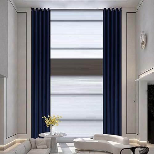 Macochico Extra Long Blackout Loft Curtains Nickle Grommet Room Darkening Drapes Thermal Insulated Curtain for Loft Living Room Bedroom Guest-Room