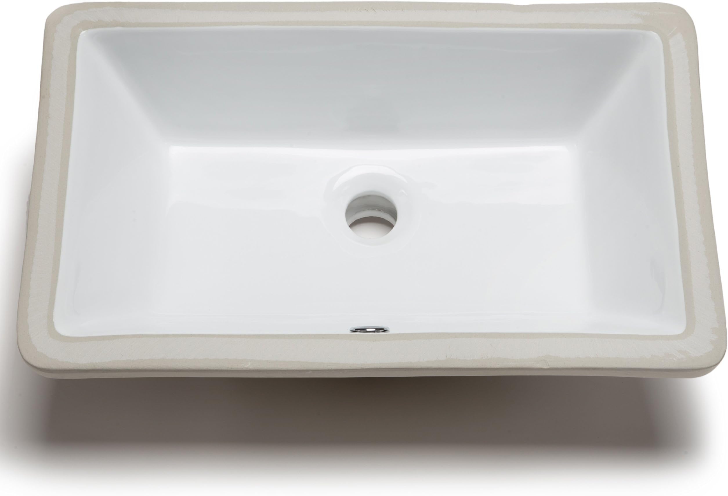 VC014 Medium Rectangular Ceramic Bathroom Sink, White