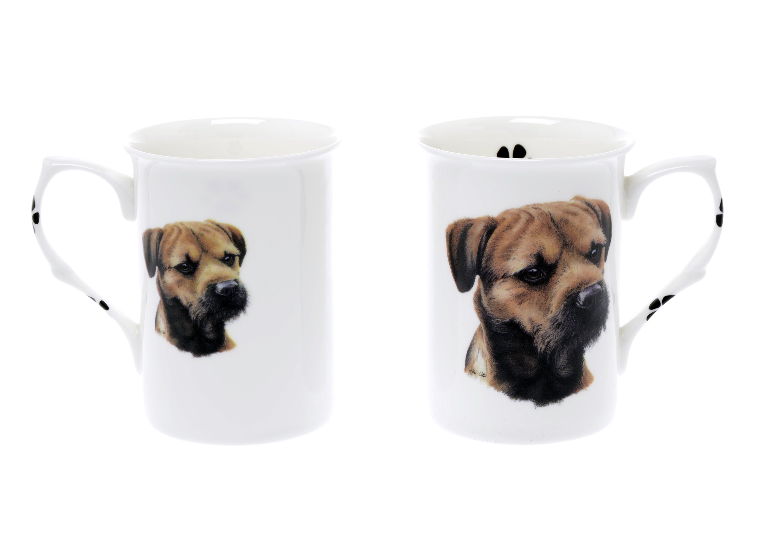 (BB9) Set of 2 Bone China BEAKERS/Mugs Border Terrier Dog Presentation Gift Boxed- Lovely Gift Kirsty Jayne China