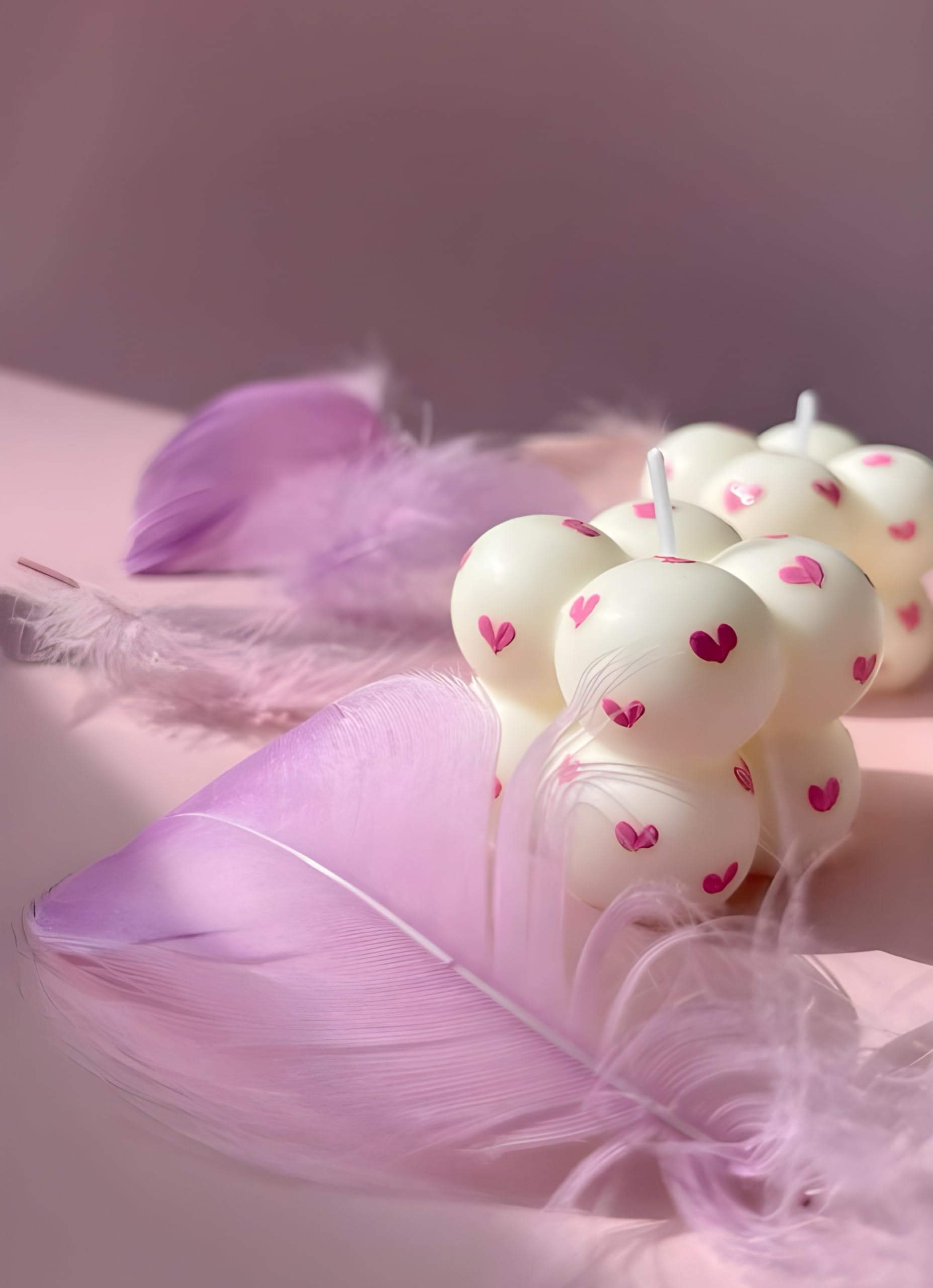 Mini Rose Scented Bubble Candle with Heart Decorations - Romantic and Relaxing, Handcrafted, Love in a Bubble with Heart Charms, Aromatherapy Pack of 1 Pink-image-14