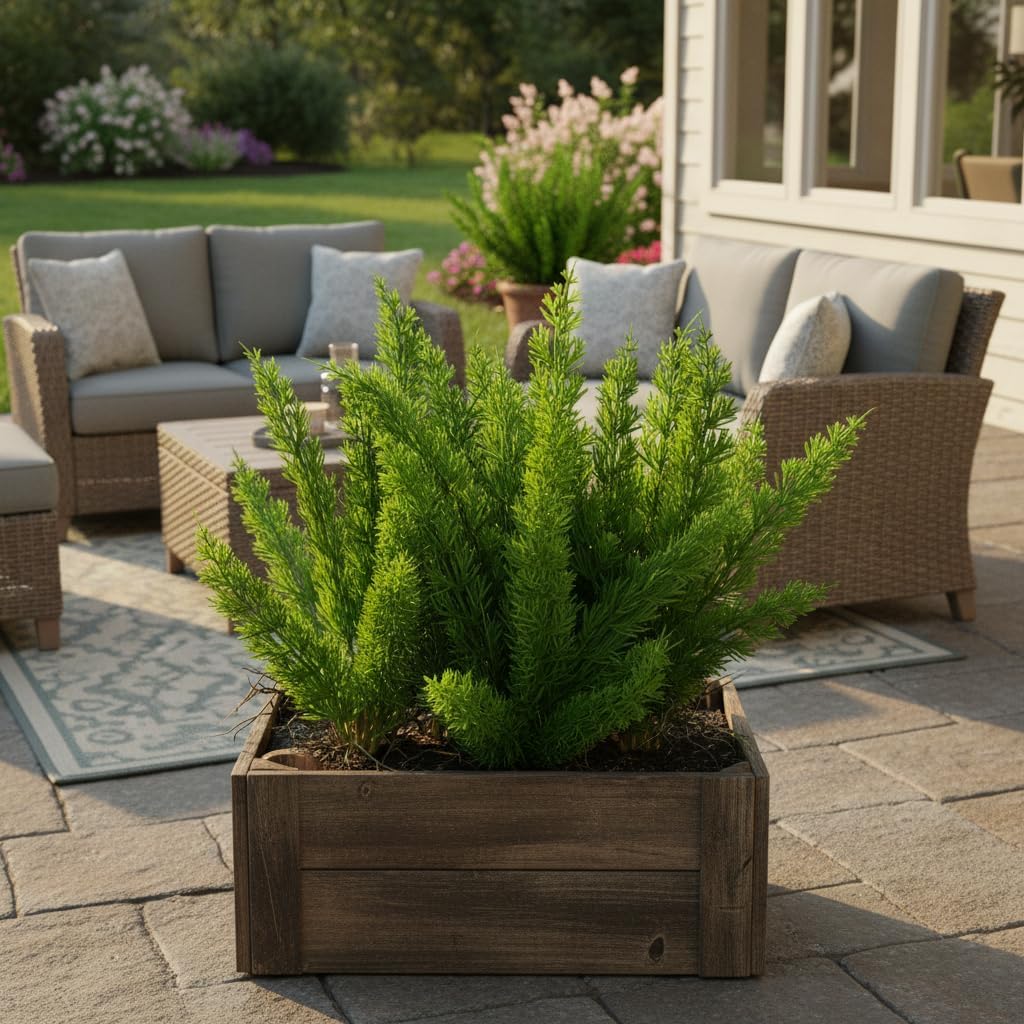 3 PCS Artificial Fern Plants, Asparagus Foxtail Fern, 20 Inch | UV resistant faux greenery for garden, porch, patio, window boxes, planters, outdoor pots and indoor decor