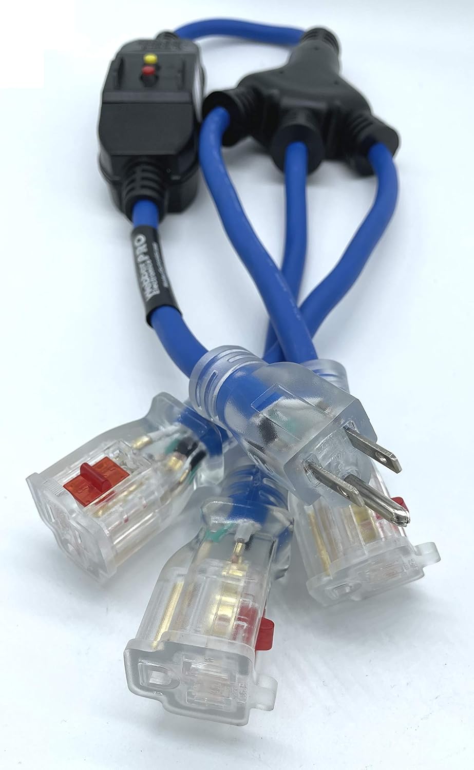 Webber Pro-Series Safety Extension Cable NEMA 5-15P Plug to in-Line GFCI with Illuminated “Triton” Locking Triple Receptacles 2.5'. Webber CW43544-IA (CW43544)