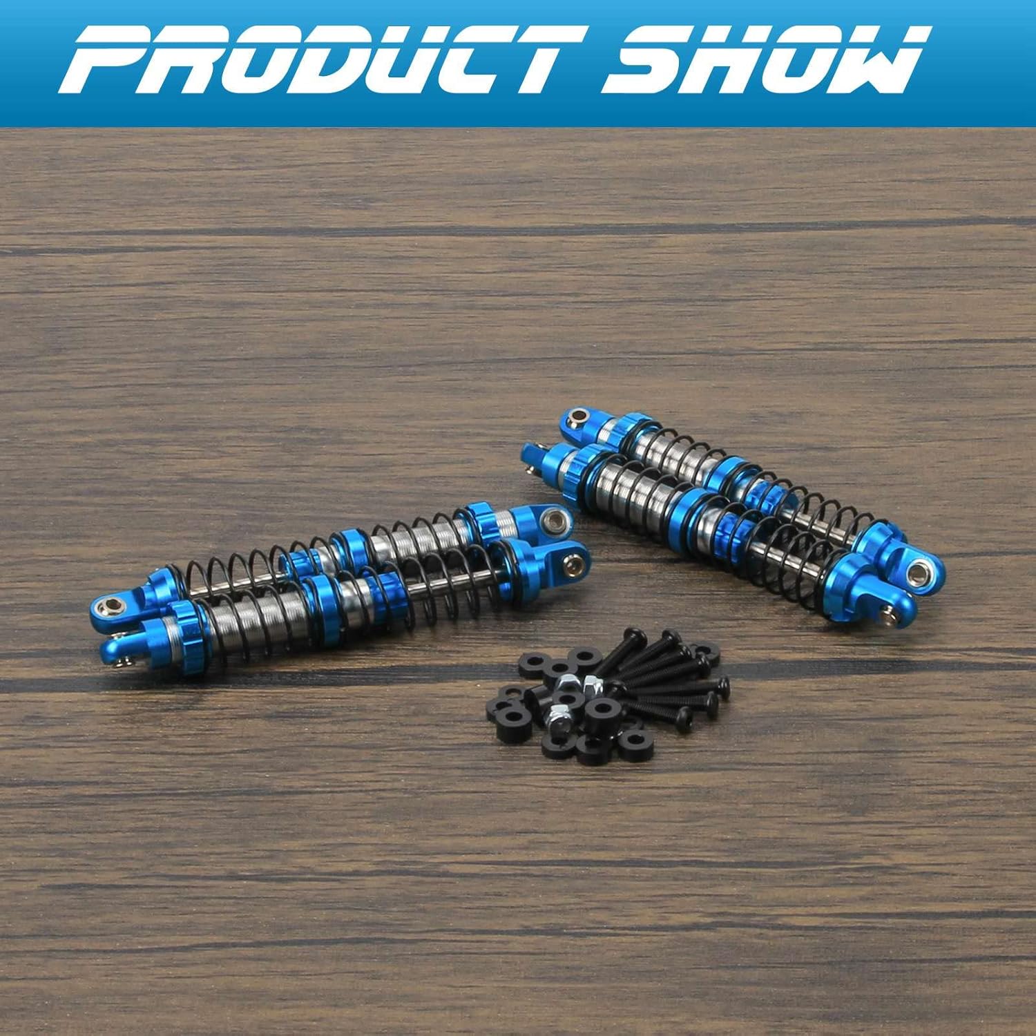 RCAWD 100mm Shock Absorber Damper Universal for a lot of 1/10 RC Cars, Full Aluminum RC Shock Upgrades, 7075 Adjustable Shocks with Spring 4pcs Hop Ups Parts Blue