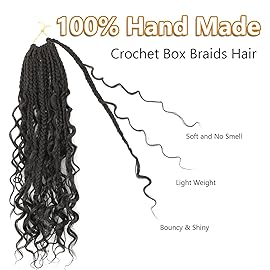 8 Packs Goddess Box Braids Crochet Hair for Black Women-14 Inch Boho Crochet Braids Hair Synthetic Braiding Hair Extensions (1B)