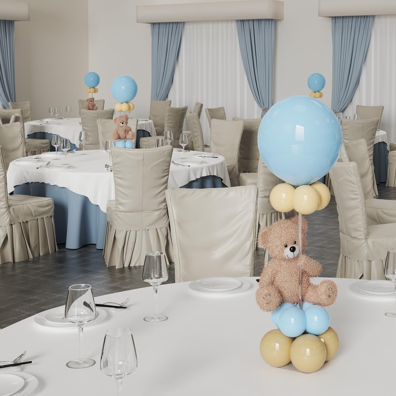 YALLOVE Przezroczysty akrylowy zestaw stojaków na balony stołowe, regulowana wysokość, wielokrotnego użytku, 4-pak 60 cm | Uchwyt na kij stołowy na ślub, baby shower i jako dekoracja urodzinowa (balony nie są dołączone)